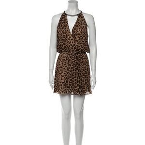 Parker Leopard Cheetah Print Silk Mini Dress Size: XS